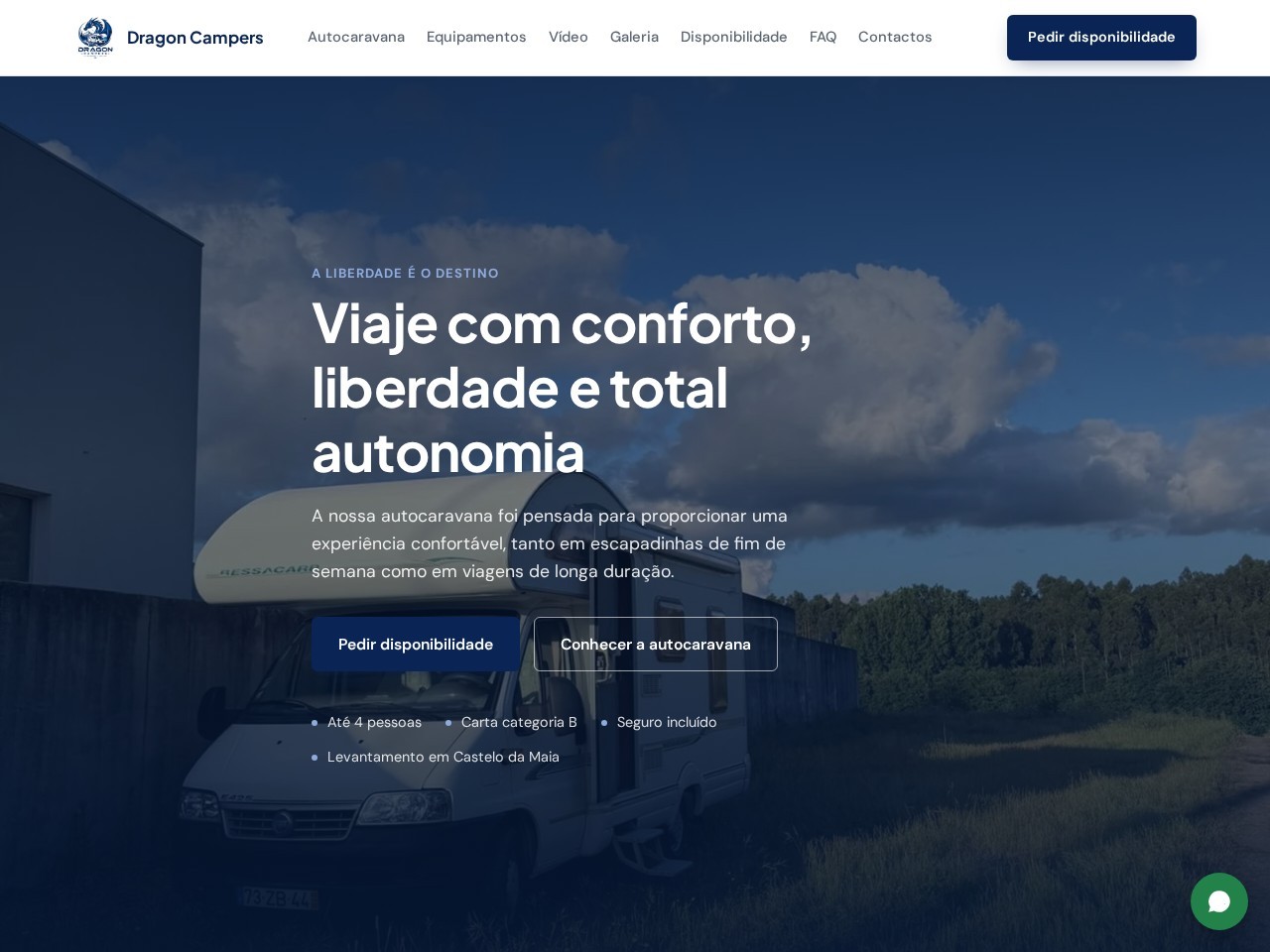 Captura externa do website Dragon Campers, quando disponível